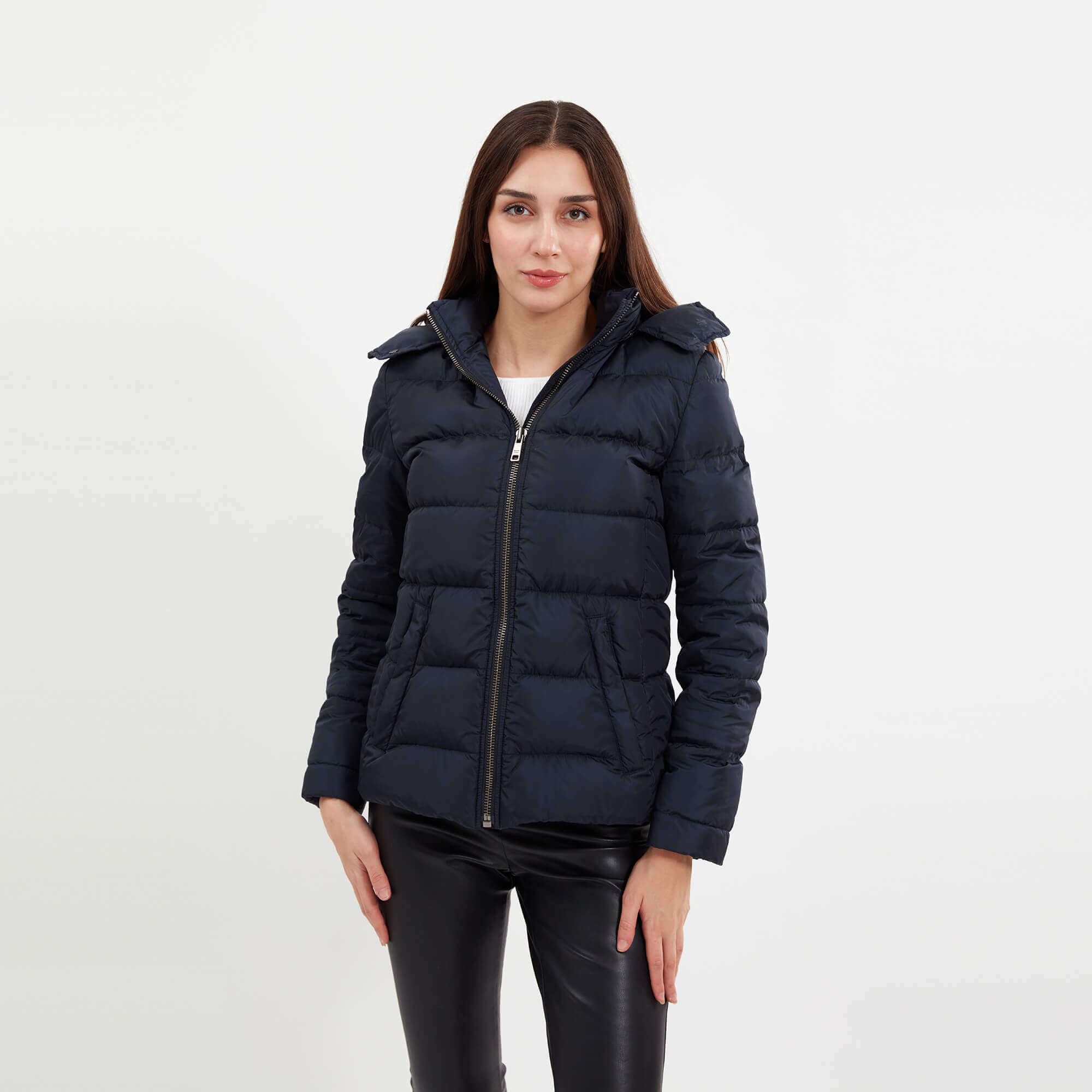 Prada - Navy Nylon Detachable Hood Down Jacket